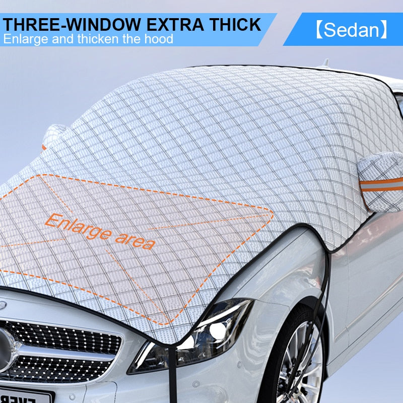 SEAMETAL 7-Layer Thicken Car Snow Cover Extra Large Car Windshield Hood Protection Cover Snowproof Anti-Frost Sunshade Protector