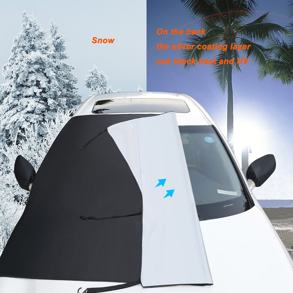 Universal Car Front Windshield Cover Sun Shade Snow Car Cover Sunshield Dust Waterproof Protection Outdoor Exterior Protector